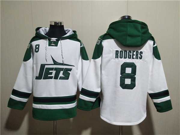 Men's New York Jets #8 Aaron Rodgers White Ageless Must-Have Lace-Up Pullover Hoodie,We sell and wholesale Men's New York Jets #8 Aaron Rodgers White Ageless Must-Have Lace-Up Pullover Hoodie on line form chian!
